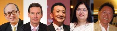 (From left) Albert Cheng, Managing Director of World Gold Council – Far East; James Courage, Chief Executive of Platinum Guild International; Lin Qiang, President and Managing Director of the Shanghai Diamond Exchange; Nirupa Bhatt, Managing Director of GIA in India and the Middle East; and Vichian Veerasaksri, Director of the World Jewellery Confederation (CIBJO) and Advisor to the Thai Gem and Jewelry Trade Association (TGJTA) 
